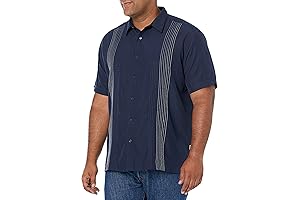 DXLE Men's Striped Panel Dobby Short Sleeve Button-Down Shirt: Sophisticated Style for...