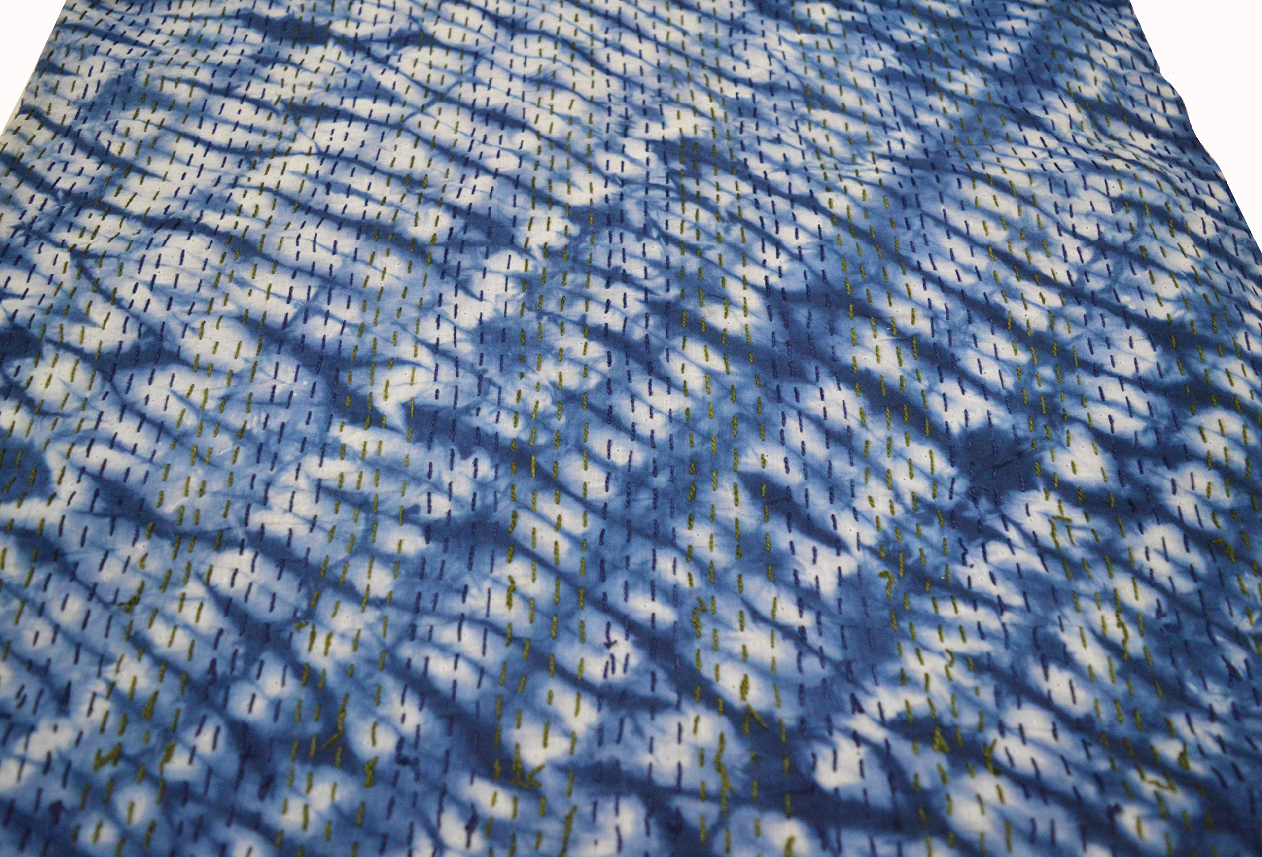 V Vedant Designs Indian Handmade Single Hand Block Print Kantha Quilt, Kantha Throw, Kantha Blanket Bedspread