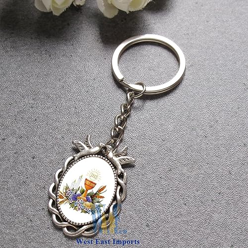 Miniatura 5 de Llavero Primera Comunión (12 PCS) Útil Comunión Recuerdos de Primera Comunión, plateado