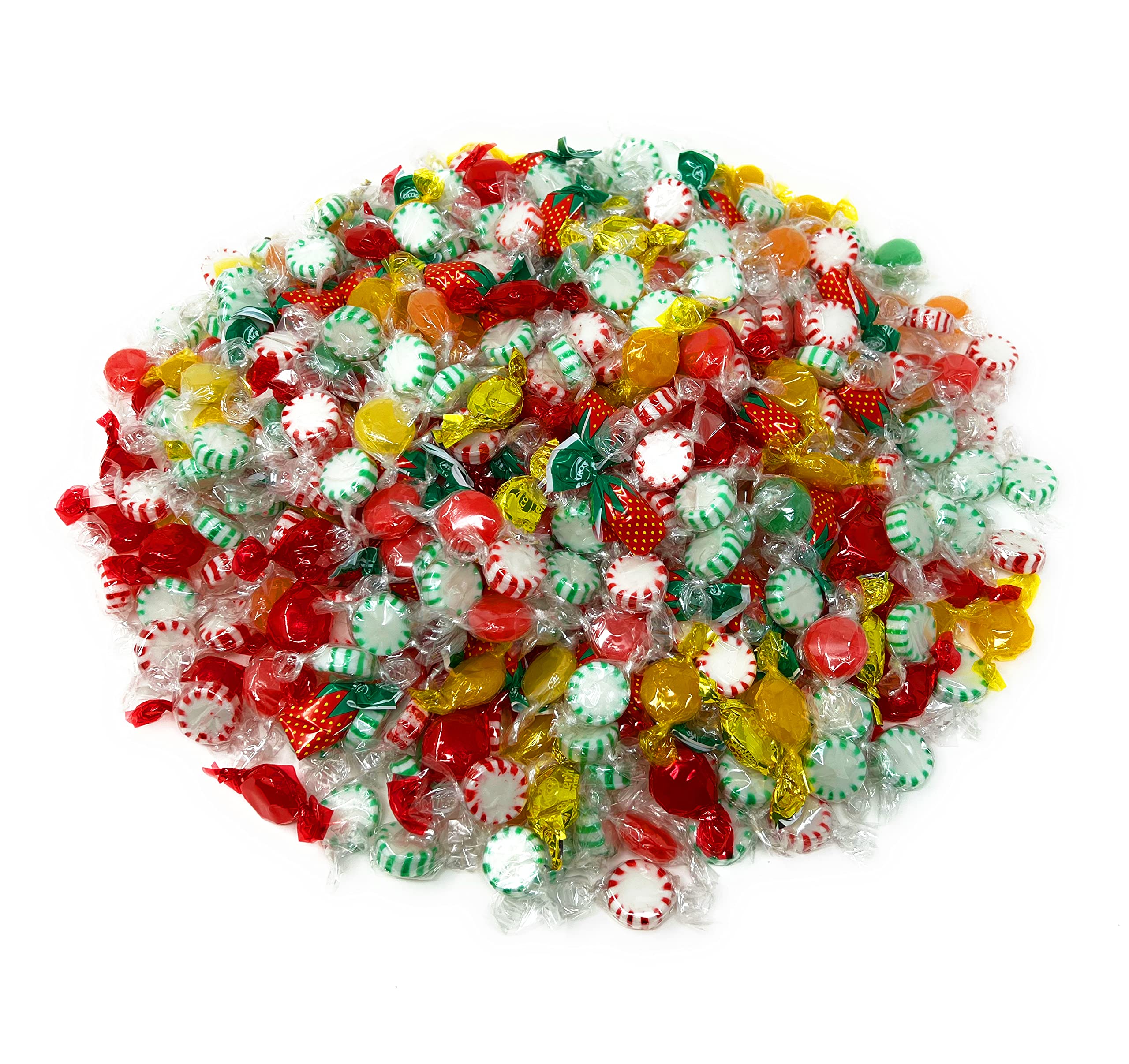 Holiday American Old Fashioned Hard Candy - 6 lbs - Peppermint and Spearmint Starlights, Cinnamon Disks, Butterscotch, Strawberry Jelly Filled Candy and Fruity Hard Candy - Bulk Holiday Classics Assortment- Individually Wrapped, 96 oz.