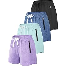 Resinta 4 Pack Girls Athletic Shorts Dry-Fit Soccer Running Shorts for Kids Workout Gym Active Apparel with Zipper Pockets