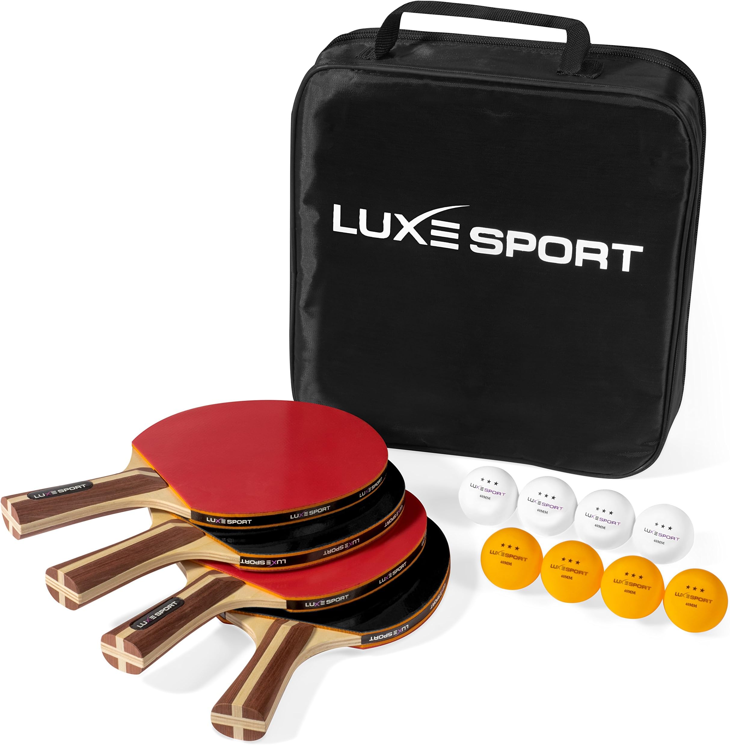 - Ping Pong Paddle Set of 4 -Full Table Tennis Bundle includes 4 Ping Pong Paddles, 8 Three Star Balls, Portable Storage Travel Bag/Case - Racket Kit 2 or 4 Players - Recreational Indoor/Outdoor Games