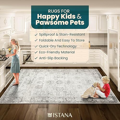 Miniatura 6 de Alfombra bohemia plegable de 8 x 10 pies para sala de estar, 8 x 10, resistente a las manchas, moderna, de 8 x 10, para sala de estar, 8 x 10,