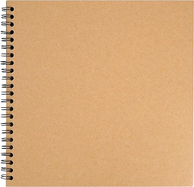 BELLE VOUS Kraft Scrapbook Photo Album (80 Pages) - 20 x 20cm / 8 x 8 Inches - Blank DIY Craft Paper Sheets - Wedding Guest & Memory Book - Handmade Anniversary & Valentines Day Present