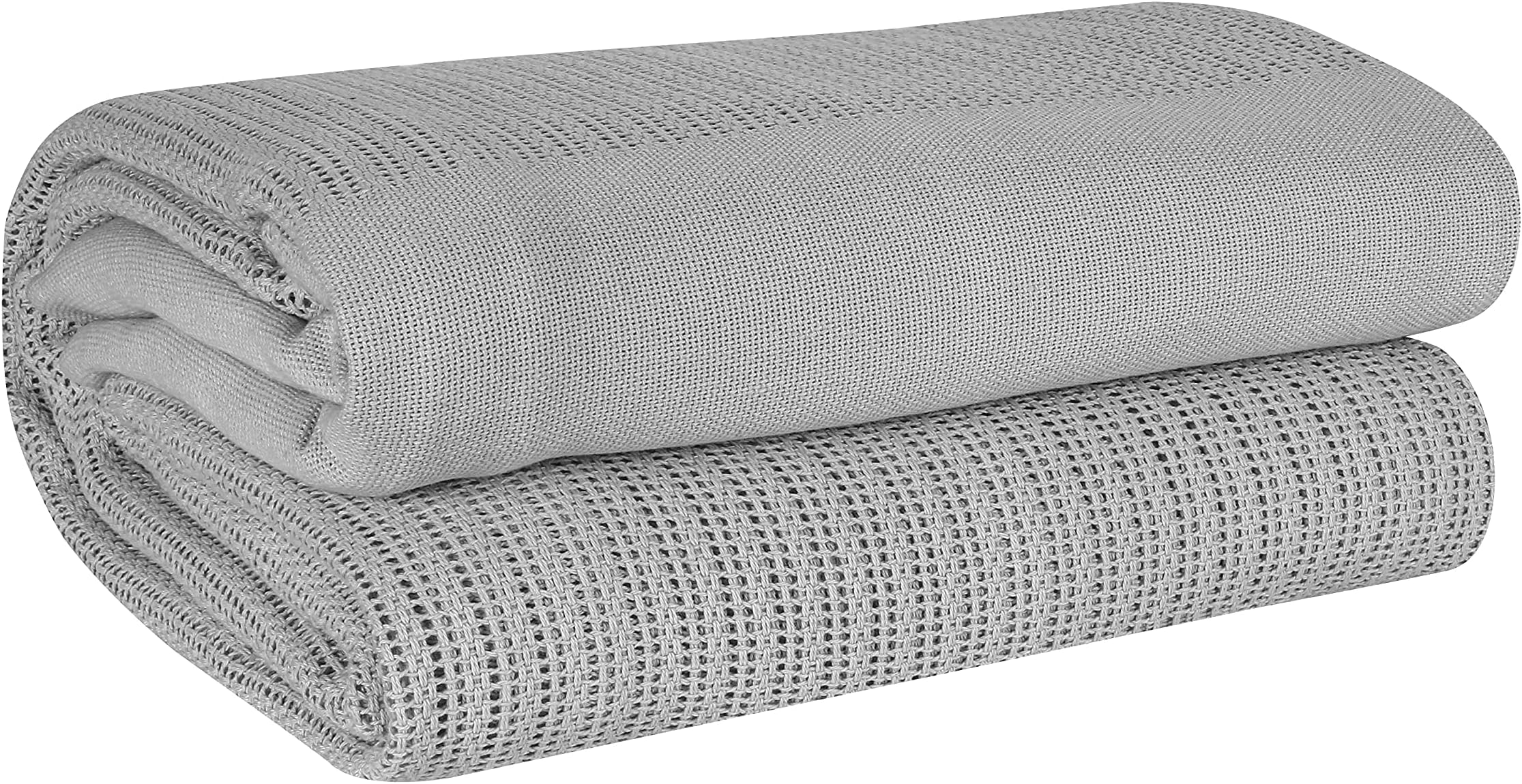 EHC 100% Cotton Soft Hand Woven Leightweight Adult Cellular Blanket, King Size, 230 x 250cm - Smoke