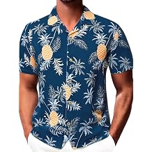 Damipow Hawaiian Shirt for Men Short Sleeve Button Down Tropical Shirts