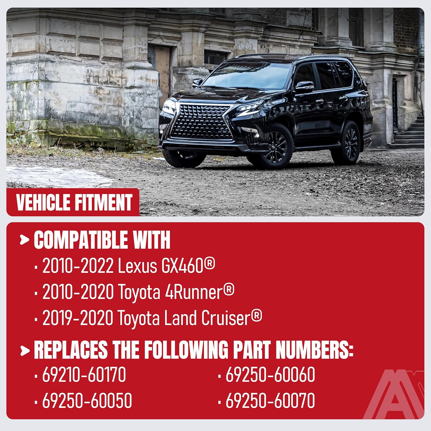 AA Ignition Exterior Door Handle Chrome Set of 4 Replacement Compatible with Toyota and Lexus Vehicles - 2010-2022 GX460, 4Runner, Land Cruiser - Replaces 69210-60170, 69250-60060, 69250-60050