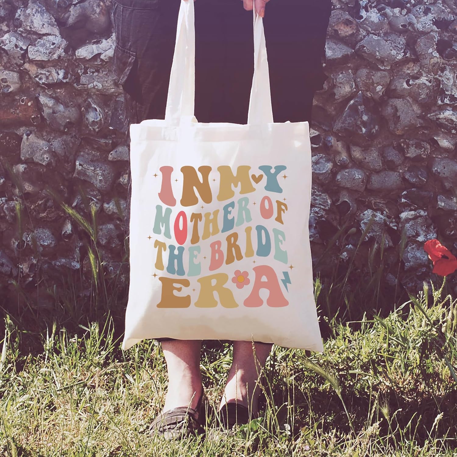 LIBIHUA Mother of the Bride Gift,Wedding Gifts for Mom,Bridal Party Present-Bachelorette Present,Simple Atmospheric Shoulder Bag,Shopping Tote Bag-In My Mother of the Bride Era - Image 3