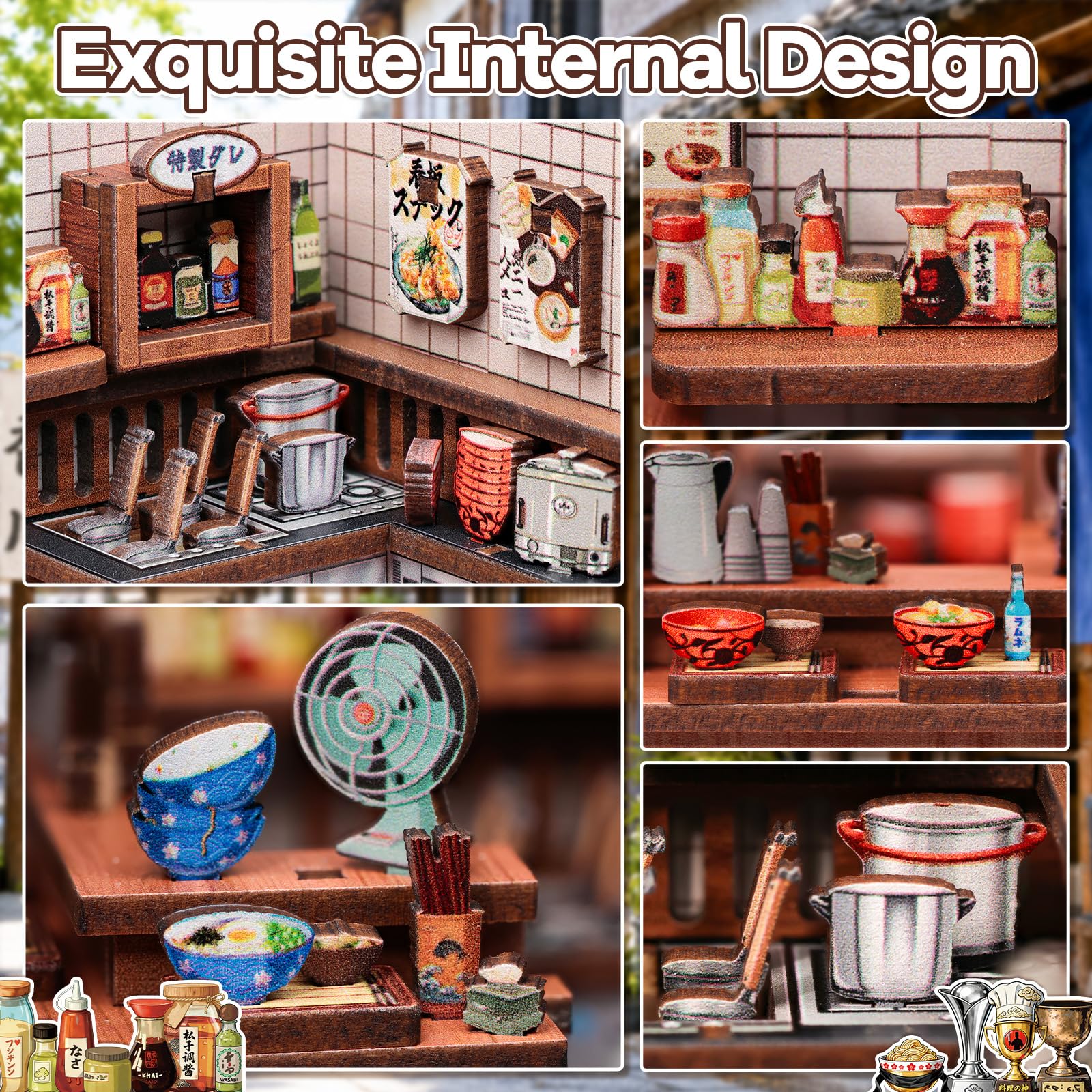 Kit de rincón de libros, miniaturas de casas de muñecas, estilo japonés, decoración decorativa del hogar, gran regalo para adultos y adolescentes (Kagawa Udon House)