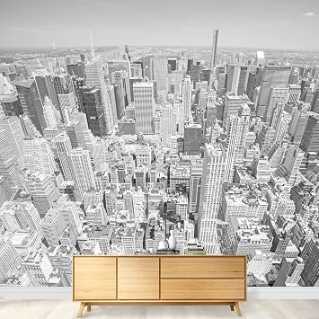 Gray Building Wall Sticker for Bedroom, City Background 3D Large Wall Mural, Removable Peel and Stick Self-Adhesive Wall Decal for Boys Girls Living Room Office Decor 48" W x 36" H