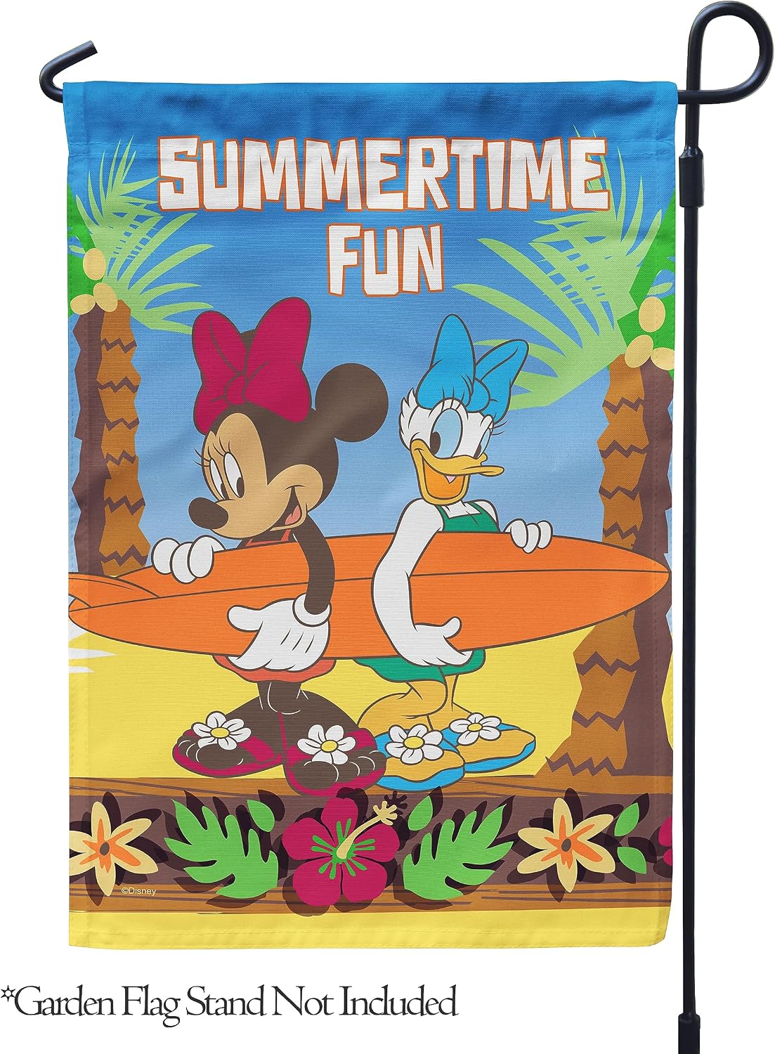 Flagology, Disney Surfergirls Minnie and Daisy – Garden Flag 12" x 18", Outdoor Flag, Exclusive Premium Fabric, Officially Licensed Disney, Summer