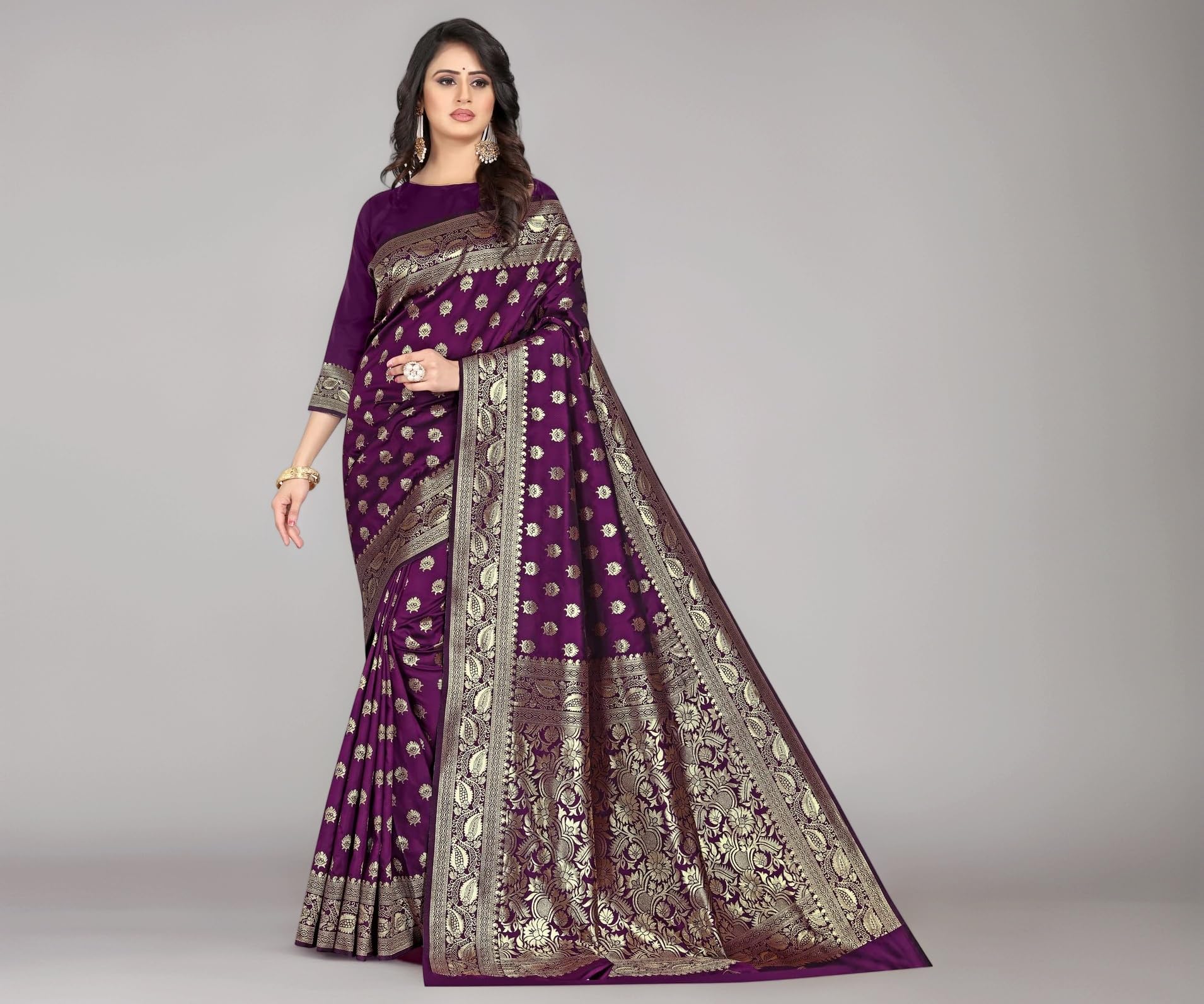 Sugathari Women's Banarasi Saree Pure Kanjivaram Silk Saree Soft new ladies 2023 Design Wear Pattu Sarees Latest Cotton Party Sari collections With Blouse Piece for Wedding sadi (PARI S-1 MAROON)