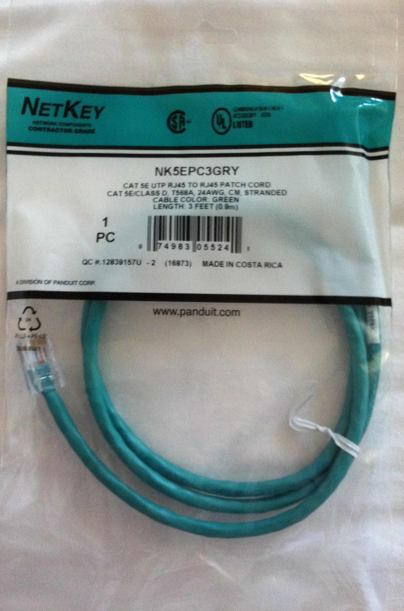 PanduitNK5EPC3GRY Nk5Epc3Buy - Cat5E Patch Cord with Modular Plugs