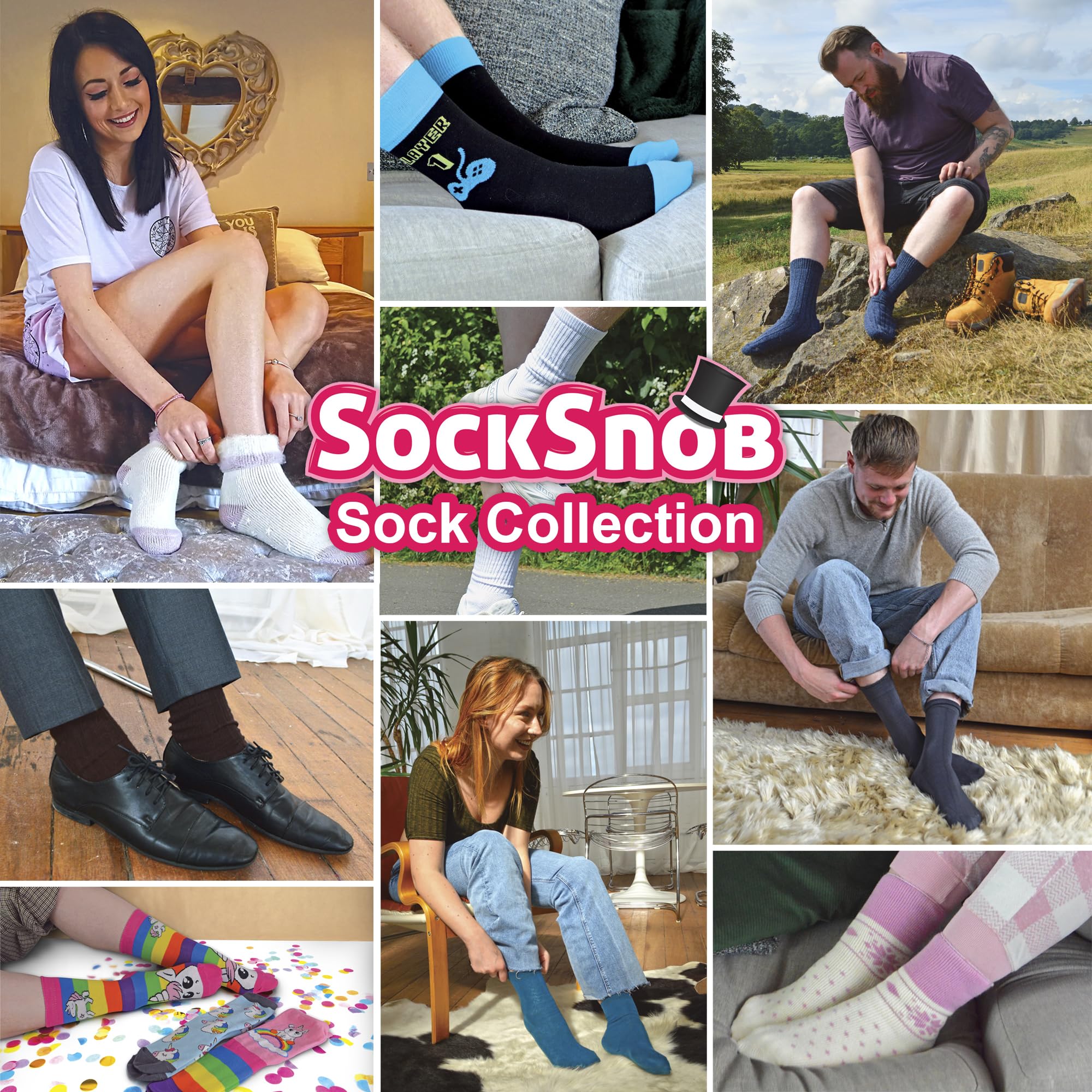 Sock Snob 4 Paires Homme Femme Enfant Hiver Hautes Laine Chaussettes Ski pour Bottes