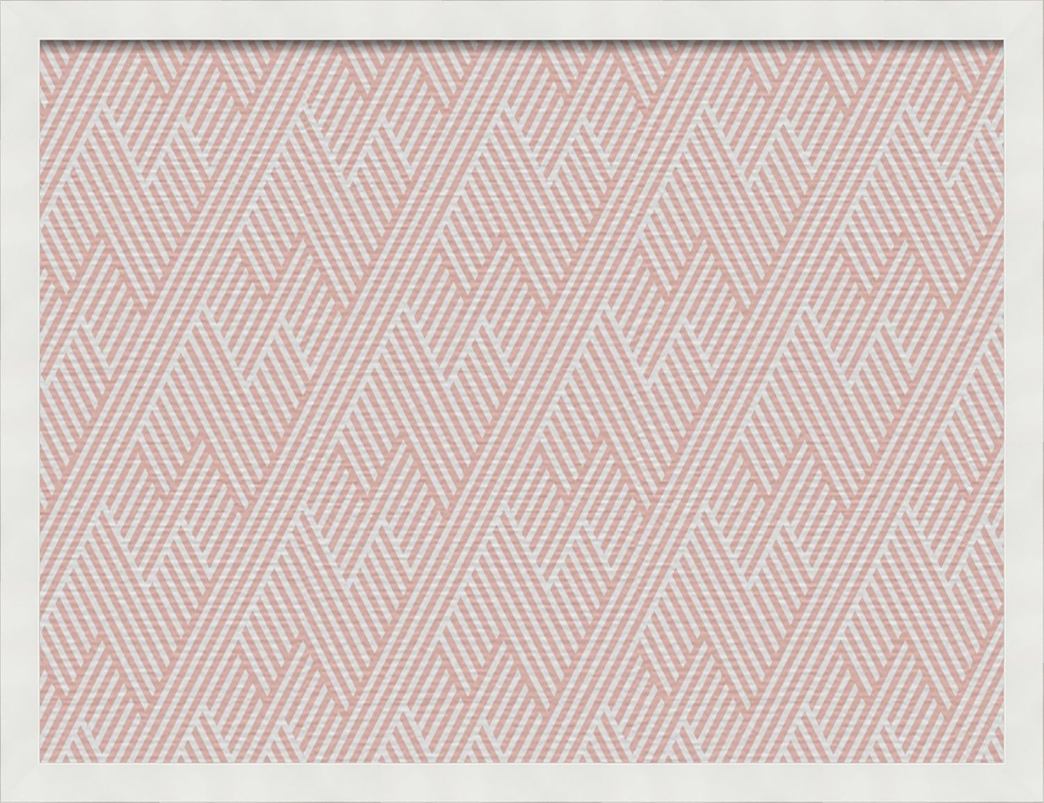 PinPix 24x18 inch Cork Bulletin Board. This Decorative Framed Pin Board Comes with Modeco Zig Zag Grapefruit Design and Satin White Frame. Ideal for Home, Office Decor or School (PinPix-1629)