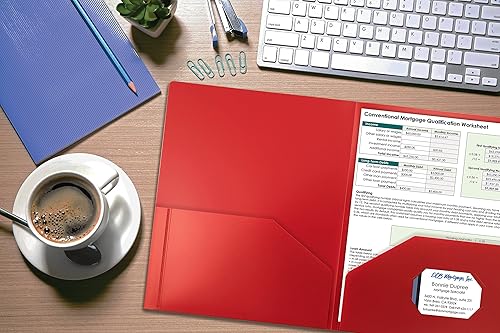 Miniatura 2 de Better Office Products Carpetas de plástico pesado con 2 bolsillos, carpetas de polietileno tamaño carta, paquete de 24 (rojo)