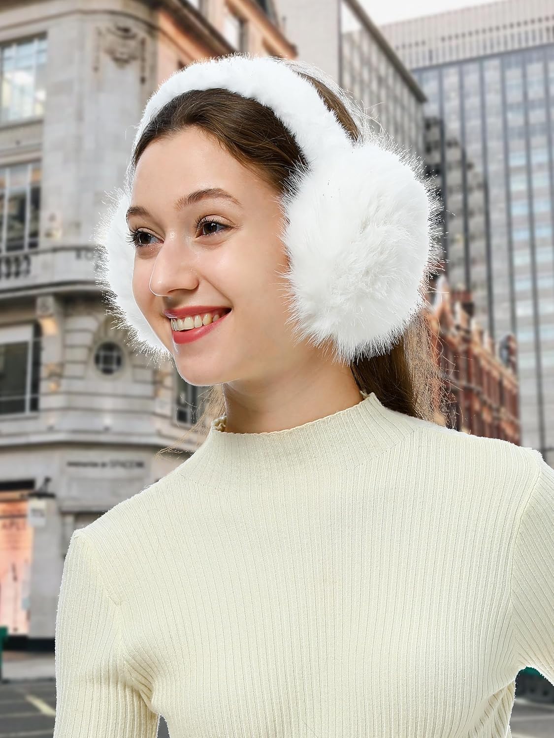 Women's Winter Earmuffs Plush Faux Fur Ear Muffs Outdoor SKI Ear Warmers for Cold Weather - Image 7