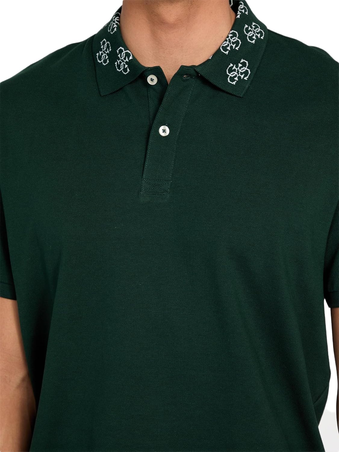 GUESS Mens Eco Short Sleeve Polo Logo Jacquard Collar - Image 3