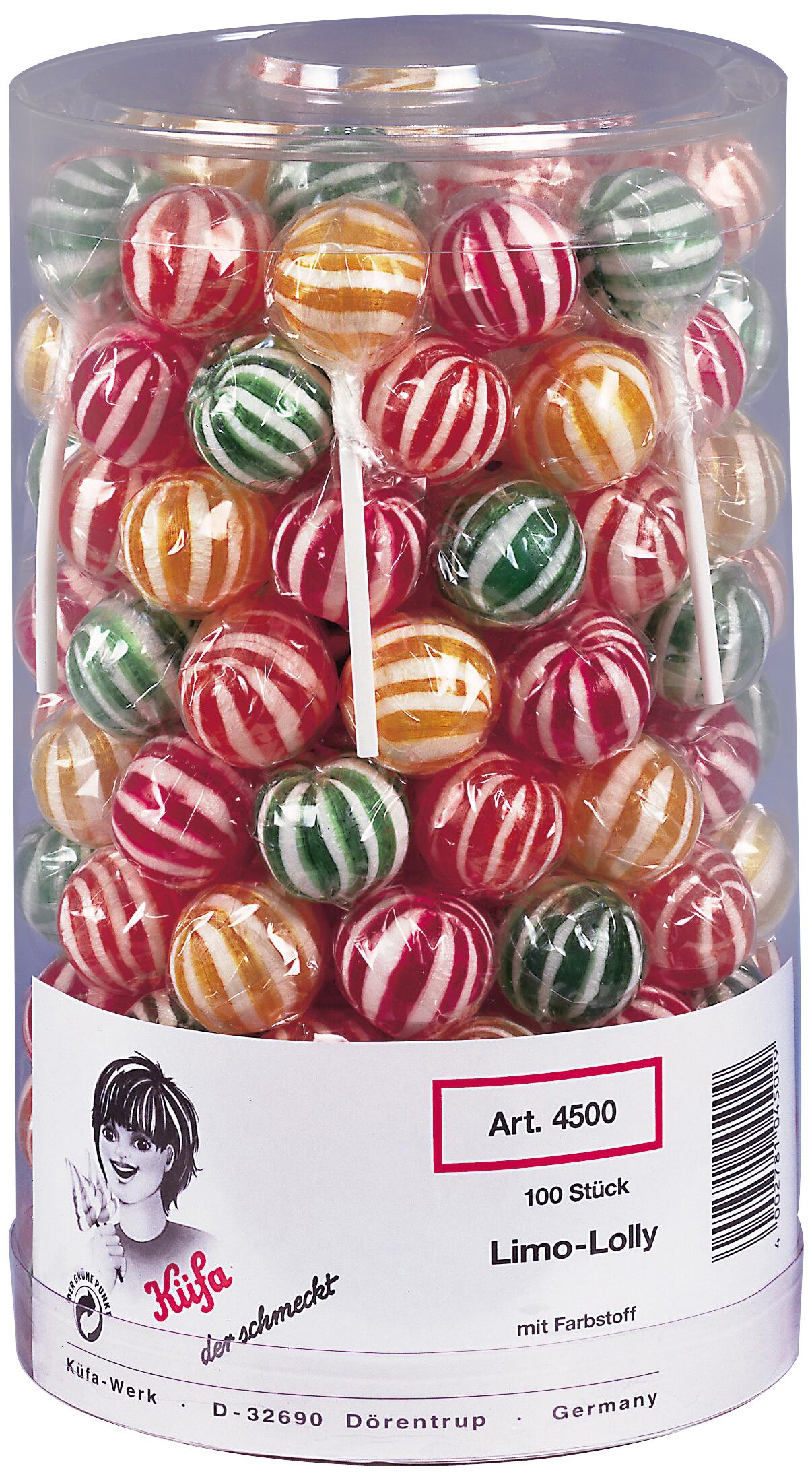 Küfa Limo Lolly – Fruchtiger Retro-Lutscher in 4 bunten Farben, 100 Stück