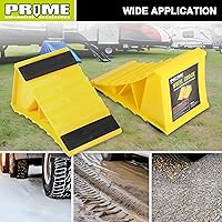 Vista 7 de PR1ME - Cuñas de rueda con base antideslizante para RV y remolque. Paquete de 2 calcetas de ruedas resistentes con amarillo brillante. Tapones