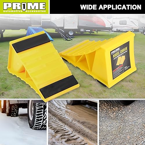 Miniatura 7 de PR1ME Calzos de rueda base antideslizante adecuados para la mayoría de tamaños de neumáticos calzos ideales para RV remolque sin cuerda ligeros