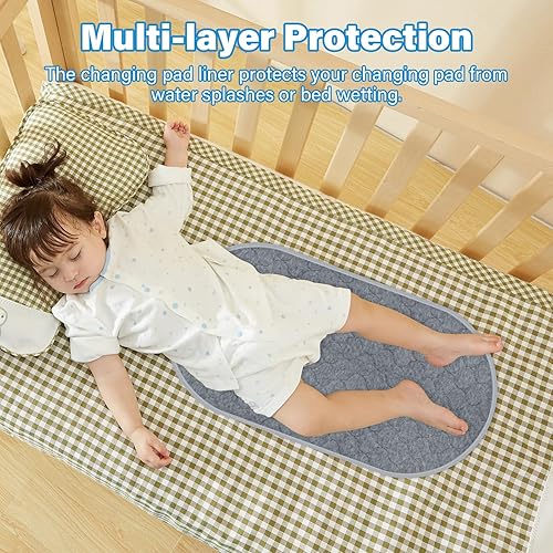 Miniatura 3 de Forro acolchado para cambiar pañales para bebé, antideslizante, paquete de 3 almohadillas de incontinencia reutilizables de absorción pesada para