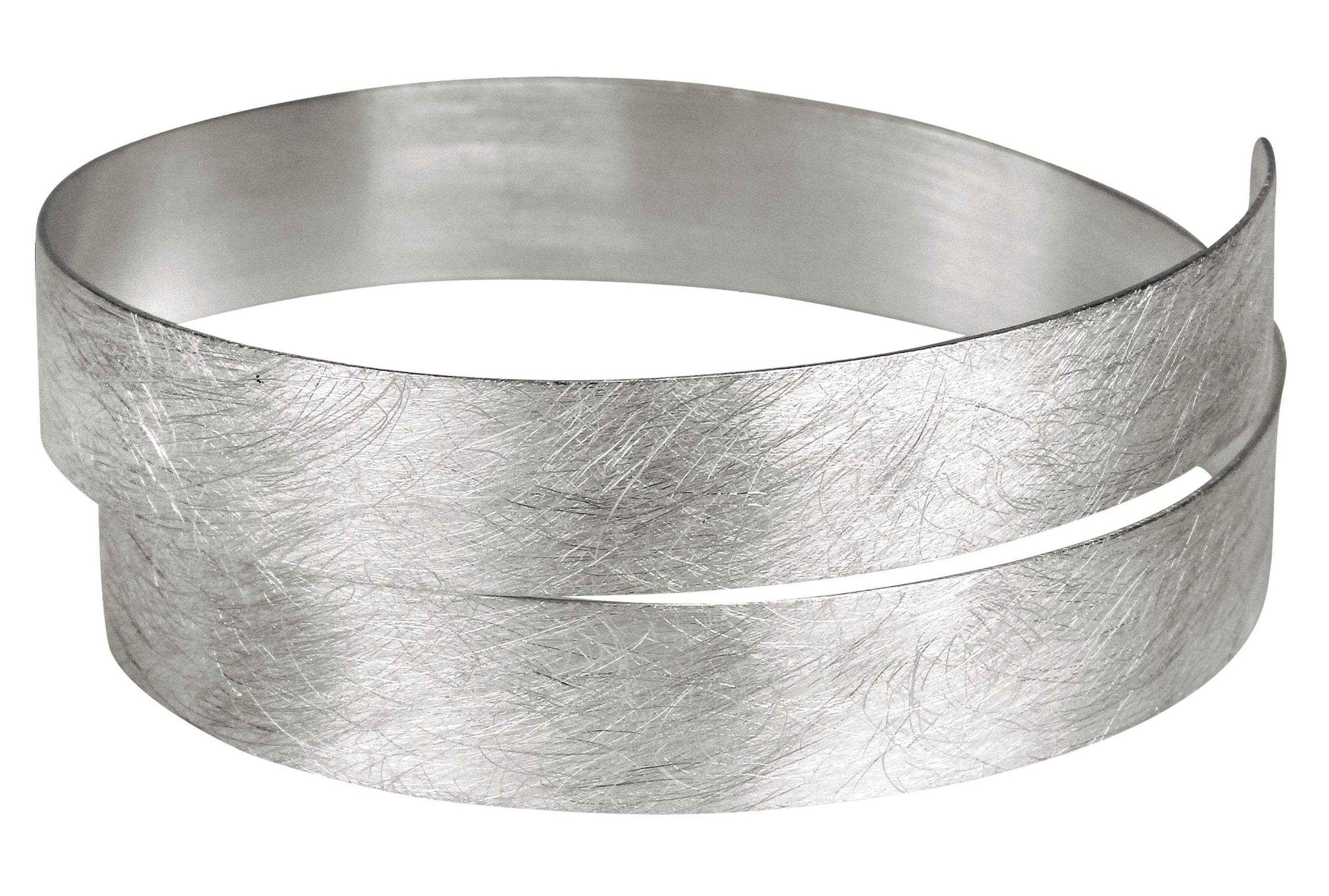 SILBERMOOS Damen Armreif Armspange schmal offen gewickelt flexibel gebürstet Spirale 925 Sterling Silber