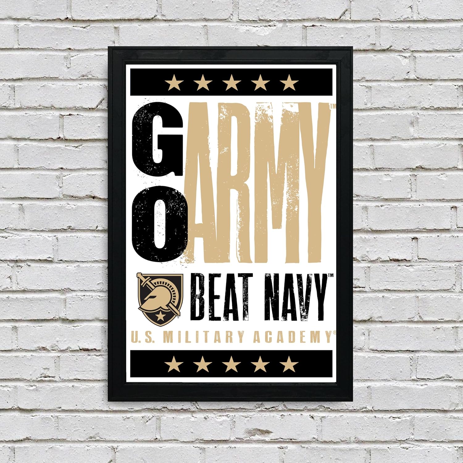 Limited Edition Army Black Knights Go Army Beat Navy Letterpress Poster Art Print - 13x19" (Add Black Frame)