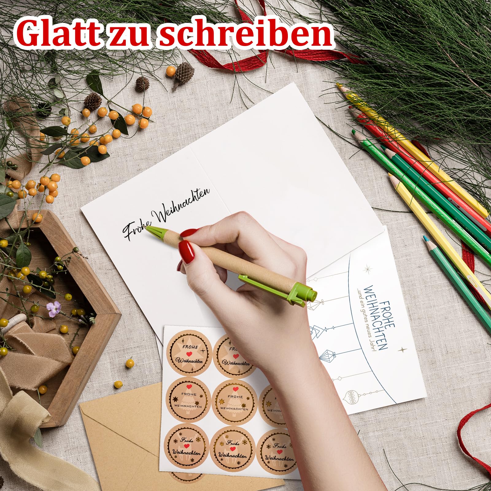 Christmas Cards with Envelope Set, 20 Pieces Christmas Cards and 20 Pieces Kraft Paper Envelopes - Image 3
