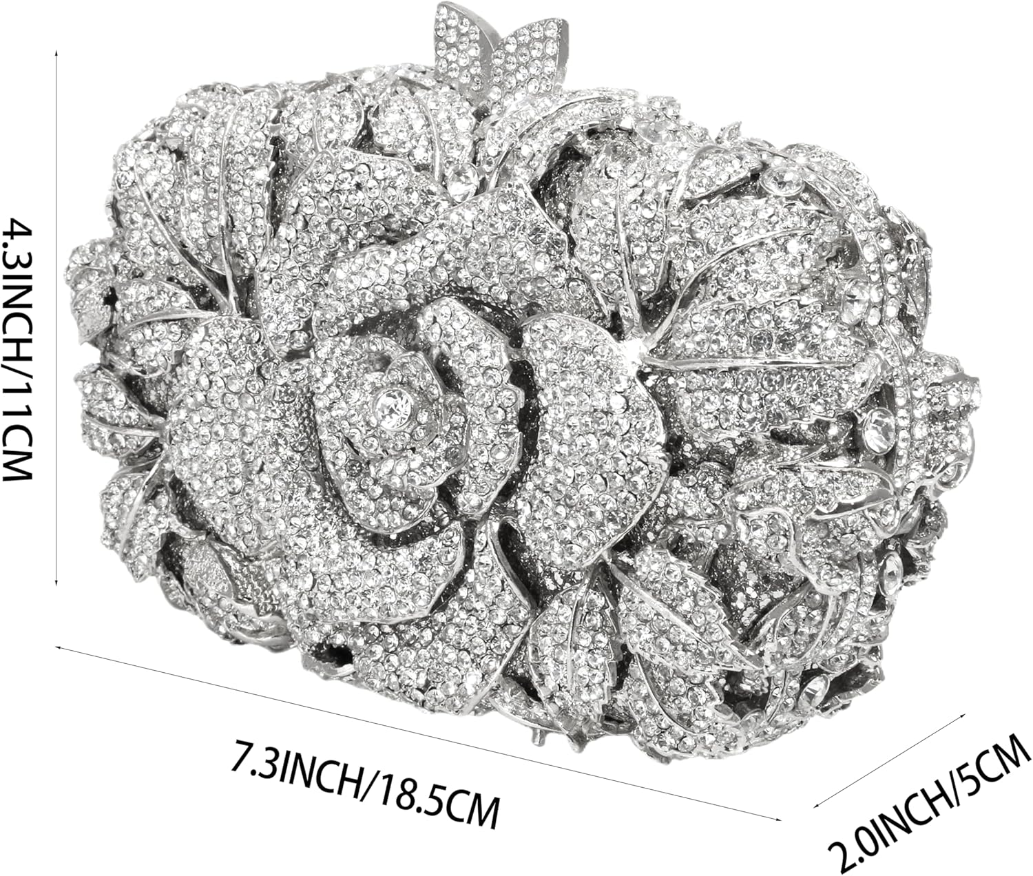 Rose Flower Crystal Purses Sparkly Rhinestone Evening Clutch for Women Wedding Party Cocktail Handbags - Image 4