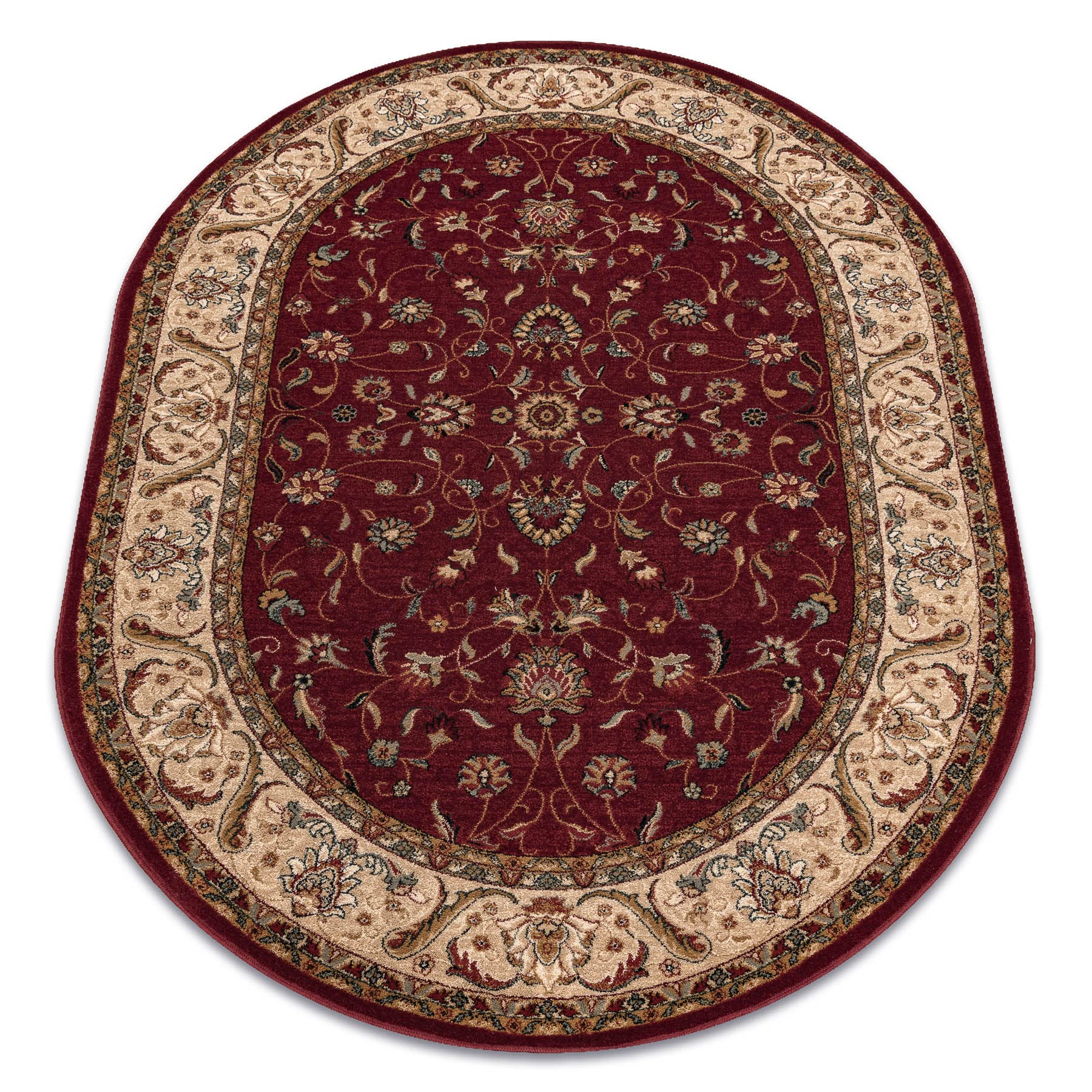 Tapis en laine haut de gamme Aries Fleurs Rubis, prestige traditionnel ovale 170x235 cm