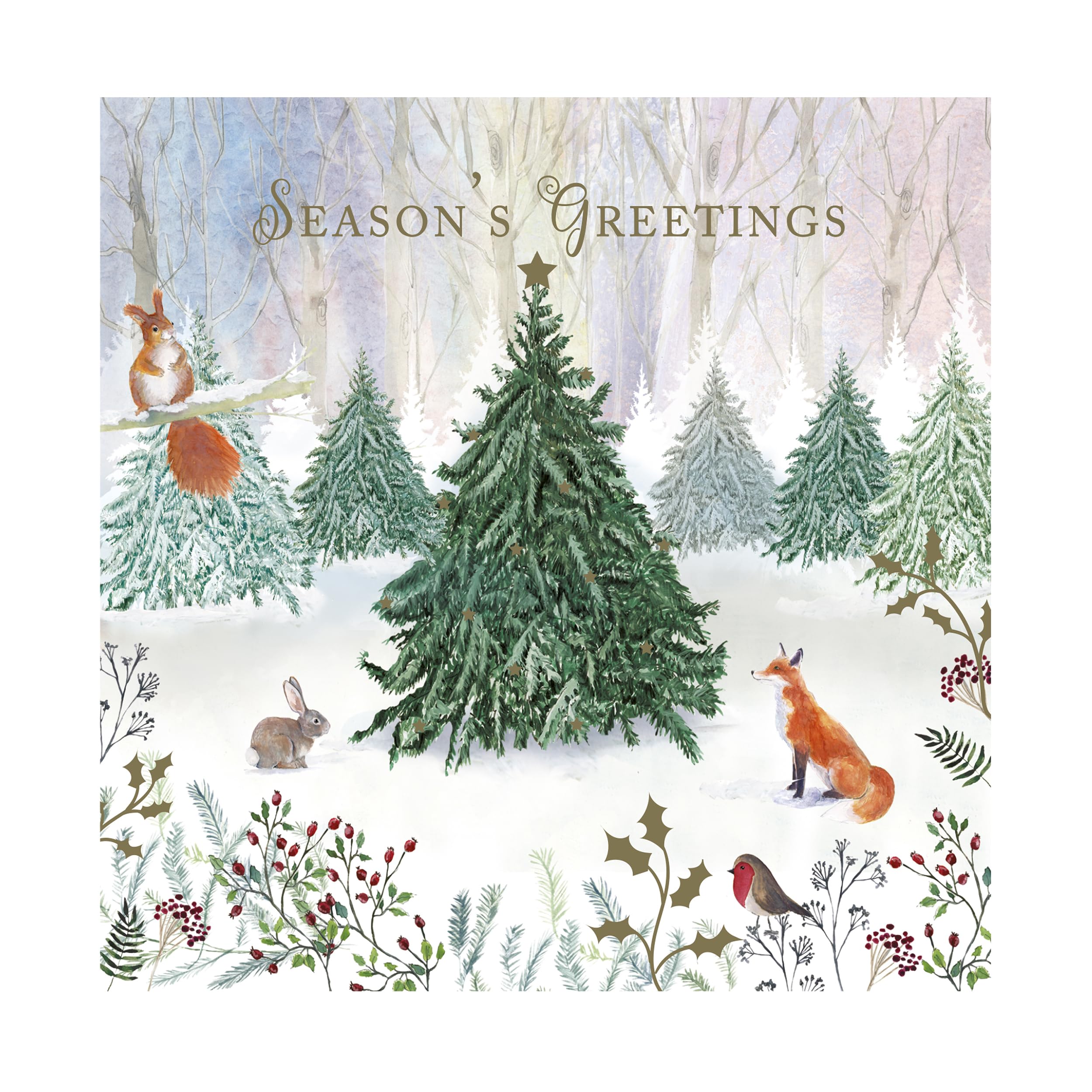 Eurowrap Pack of 12 Assorted White Kraft Christmas Cards Xmas Traditional Woodland Stag, 2 Designs Seasons Greetings and Merry Christmas Eco Friendly Packaging 100% Recyclable