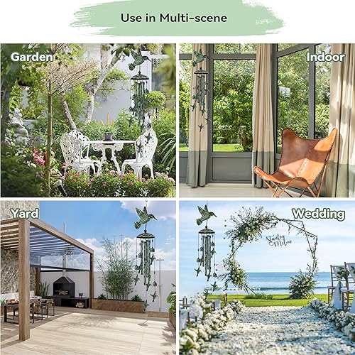Miniatura 6 de Campanillas de viento de colibrí de 35 pulgadas para exteriores, campanillas de viento de colibrí, regalos para el día de la madre, decoración de