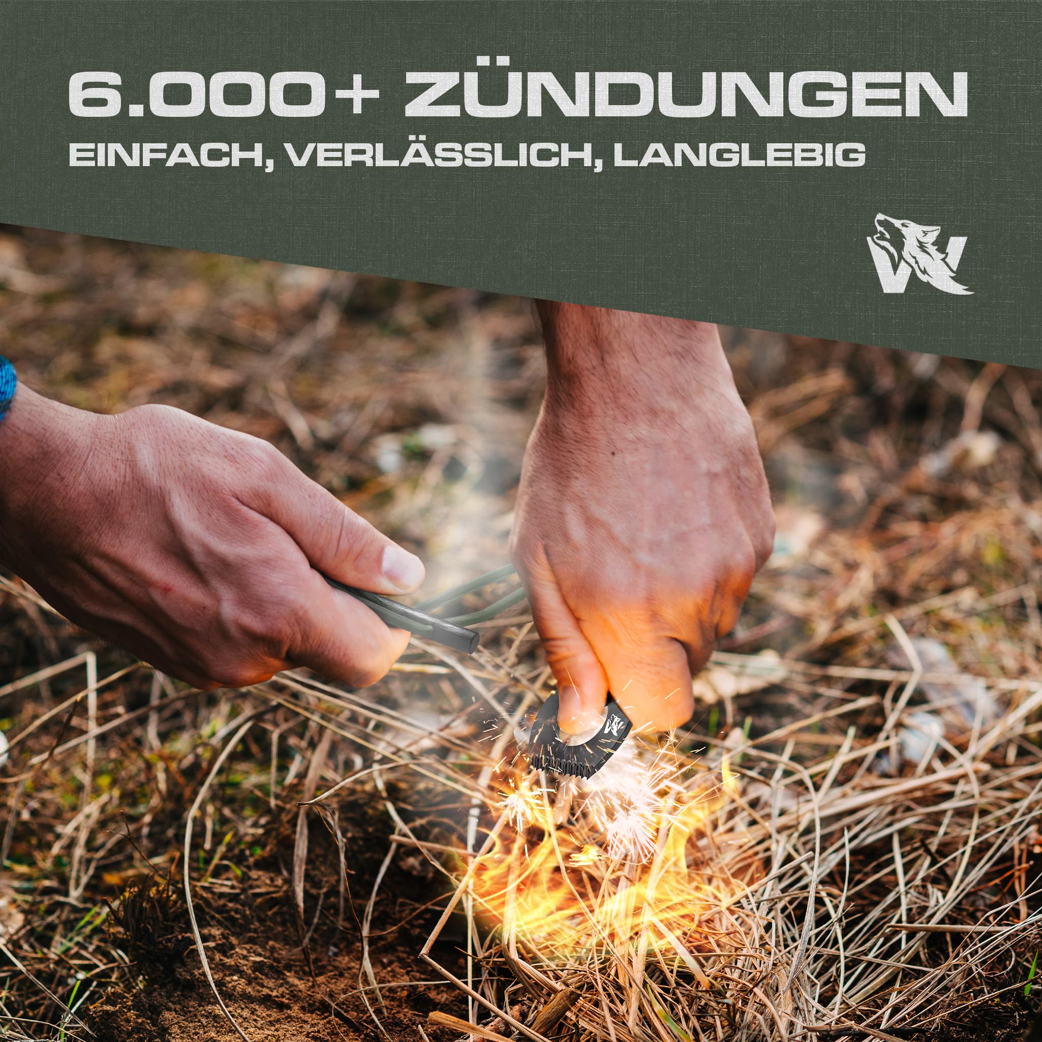 ODENWOLF Krzesiwo outdoorowy łańcuszek na szyję – krzesiwo magnezowe jako zawieszka – krzesiwo małe idealnie nadaje się do survivalu i aktywności bushcraf – krzesiwo survivalowe jako breloczek do