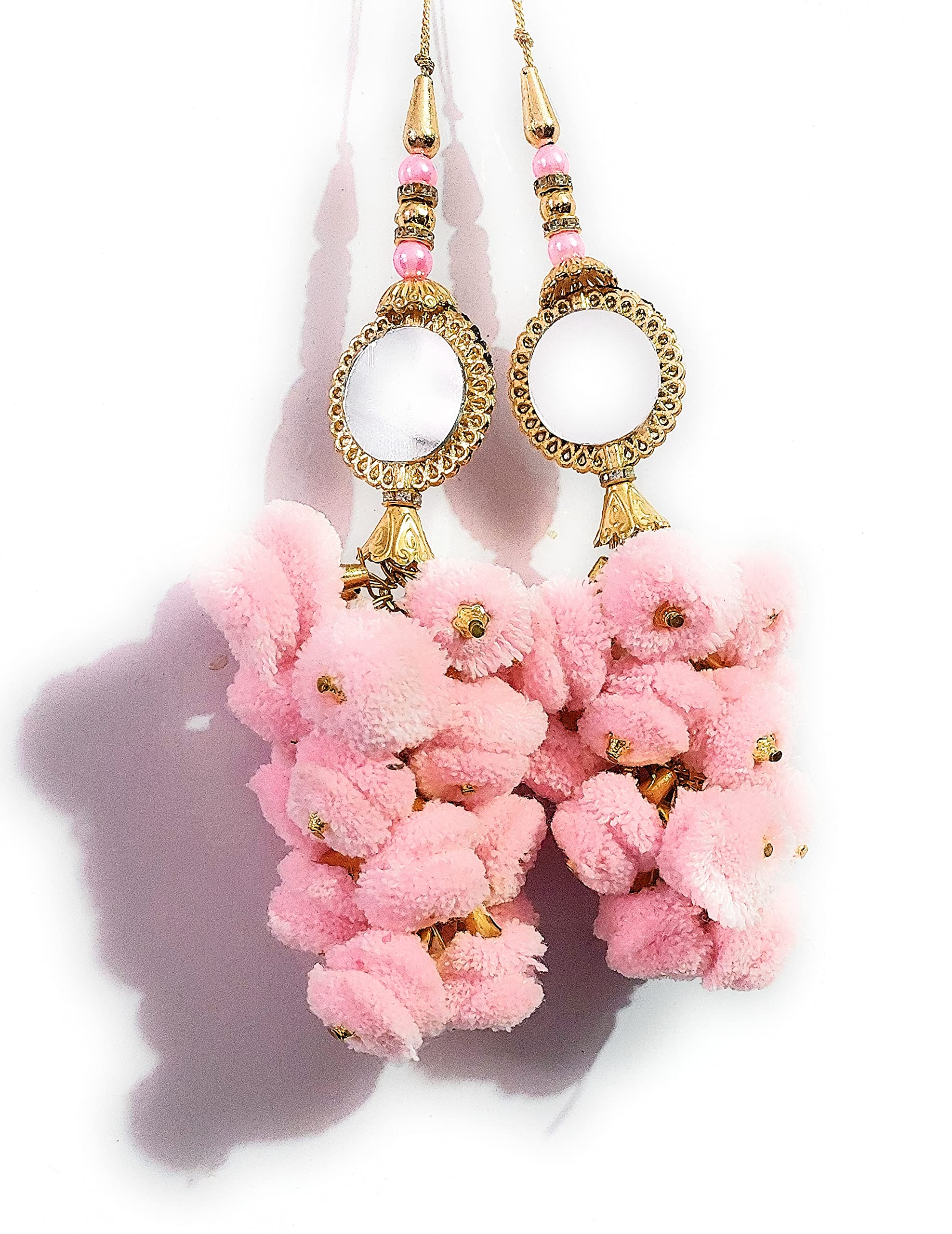 Libas Fashion Women's Synthetic Handmade Latkan with Pom Pom Bell (Pink, Standard) - Piece of 2-image-27