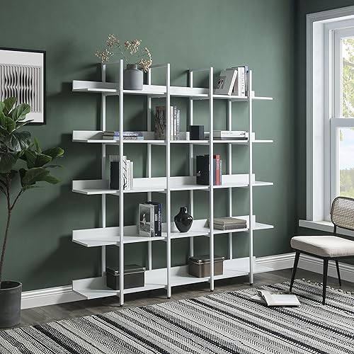 Miniatura 4 de Estantería de 5 niveles para oficina en casa con paneles verticales, estante de almacenamiento independiente abierto con tablero de MDF y marco de