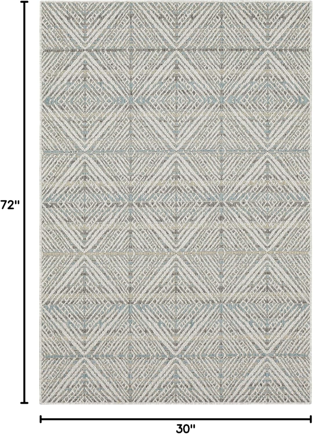 Mohawk Home Indoor/Outdoor Flatwoven Patio Area Rug, Argyle Light Grey (2' 6" x 6')
