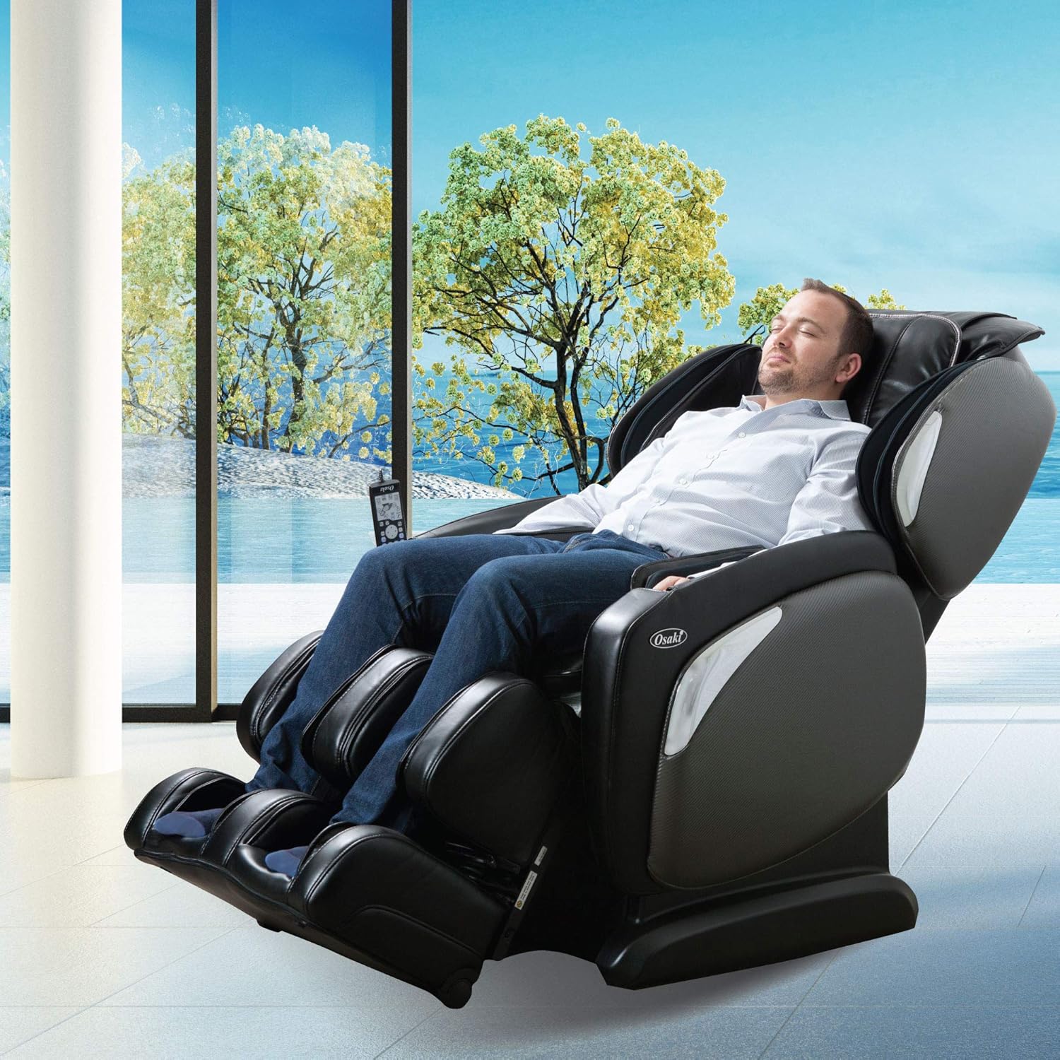 Man relaxing in an Osaki OS-4000LS Massage Chair