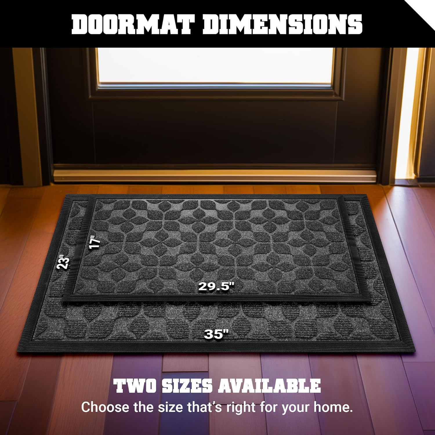 G128 Home Entrance Grey Geometric Floral Pattern Door Mat | 17x29.5 in | Thick Absorbent Natural Rubber Non Slip, Indoor/Outdoor, Easy Clean, Welcome Mats for Front Door/Patio/Garage