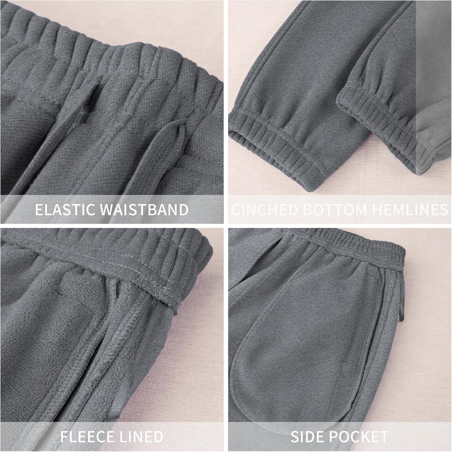 Ainangua Fleece Lined Sweatpants Women High Waisted Baggy Pants Warm Athletic Cargo Joggers with Pockets - Image 5