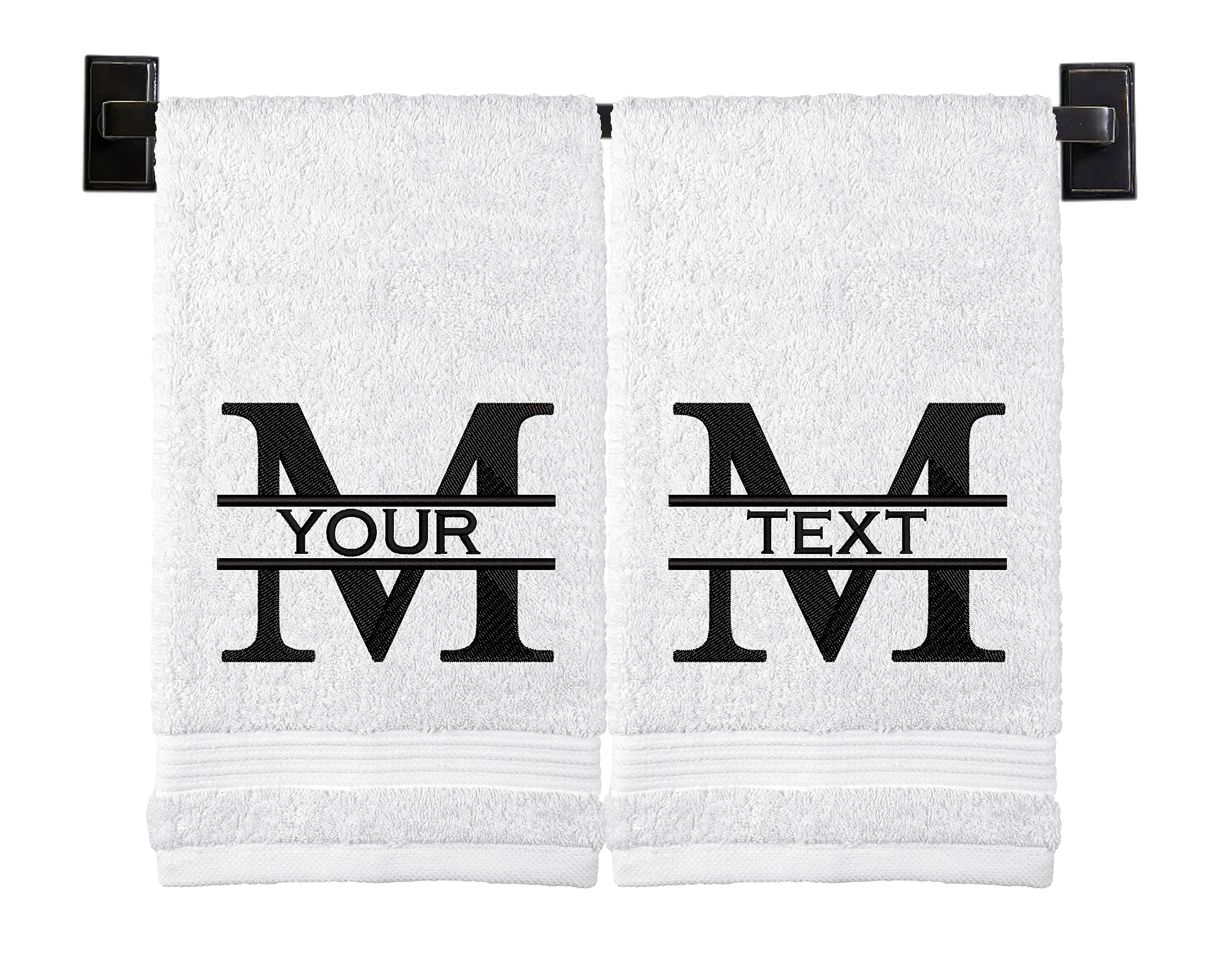 Custom Luxury Towels Personalized Hand Towels | Set of 2 | Choose from 12 Fonts | Genuine Turkish Cotton | Oeko-Tex Certified | Personalized Towels |