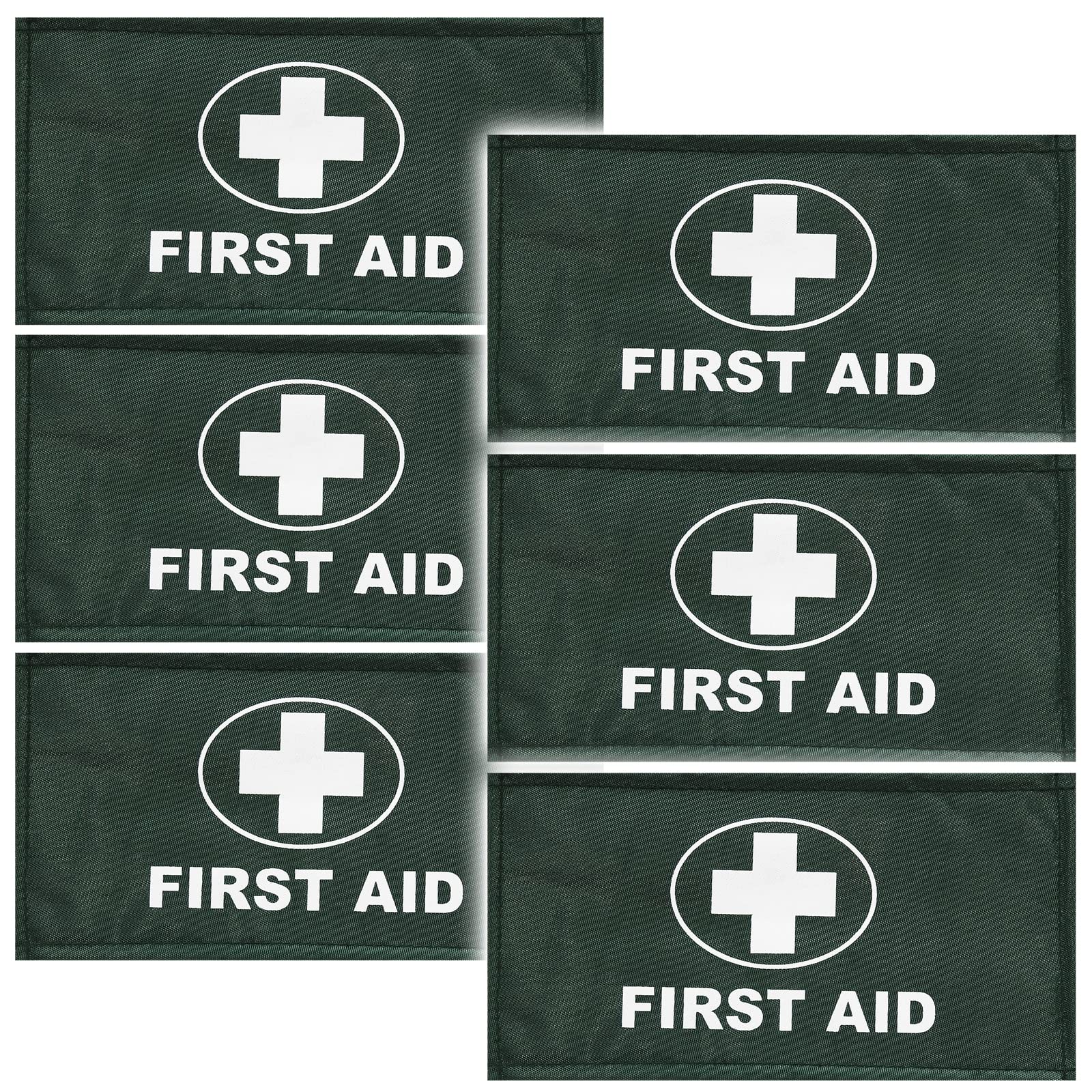 Re-Gen Green - First Aid Aider Responder Home Office Workplace Armband Id Badge Sleeve Strap - (6 Pack)