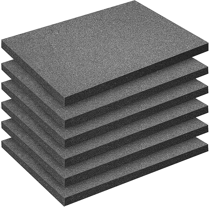 DECOHS 6 PCS Polyurethane Foam Sheet16x12x1 Inch Cuttable Foam Inserts