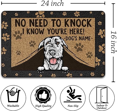 Miniatura 3 de PREZZY Tapete de puerta personalizado con nombre de perro de lobo irlandés, tapete de bienvenida para interiores y exteriores, tapete antideslizante