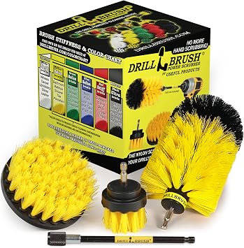 Drill Brush Power Scrubber by Useful Products - Bathroom Cleaning Brush Set - Scrub Brush for Drill - Cleaning Tools for Drill - Shower Scrubber - Tile and Tub Scrubber - Drill Brush Attachment Set