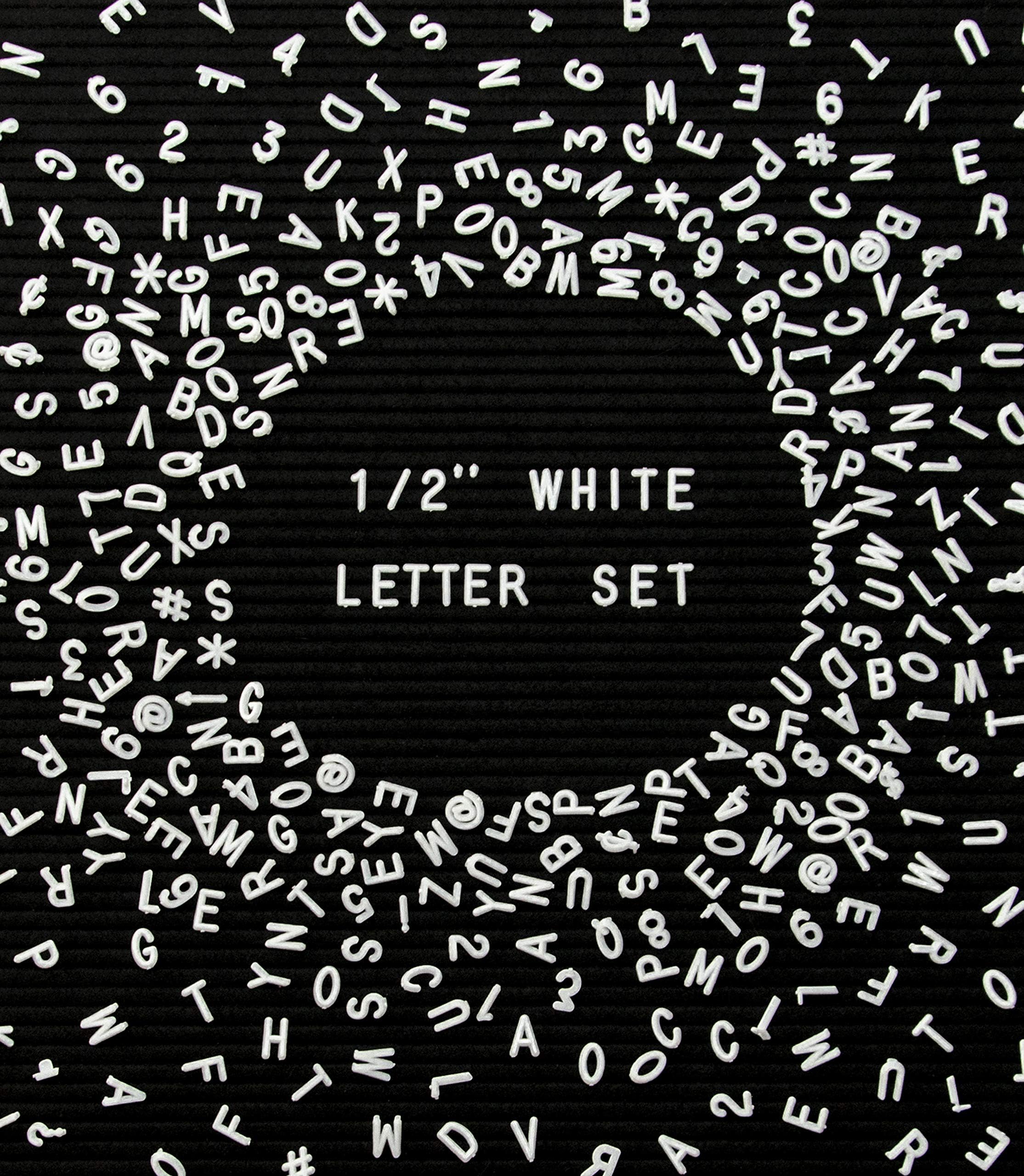 Felt Like Sharing Plastic Letter Board Letters (White Letters - 1/2”, 326 Pieces) – Changeable Characters & Symbols Felt Board Accessories – Cute Message Board Letters Set for Creative Room Decor