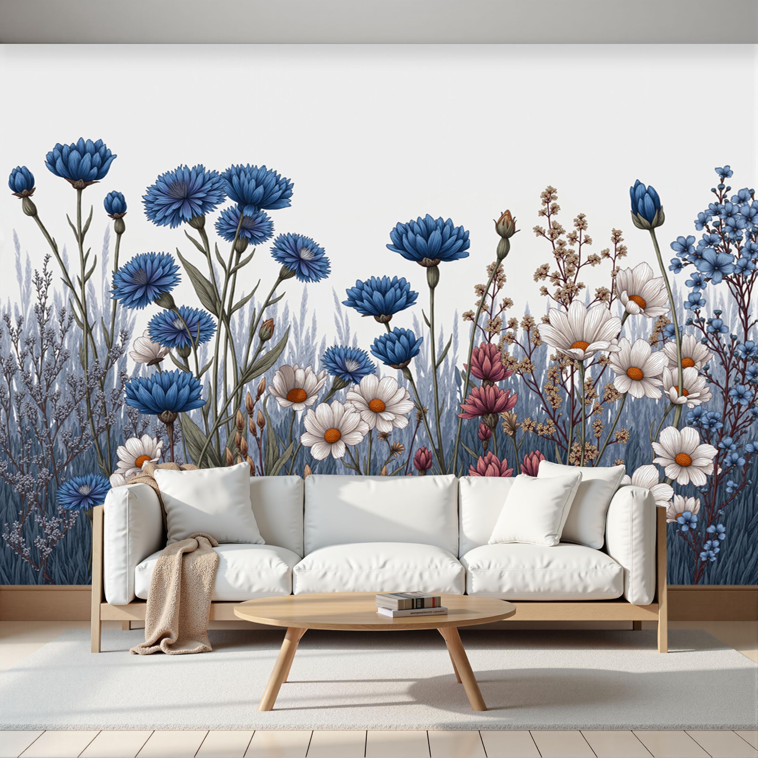 Papier peint 3D aquarelle fleurs sauvages au rendu visuel haut de gamme