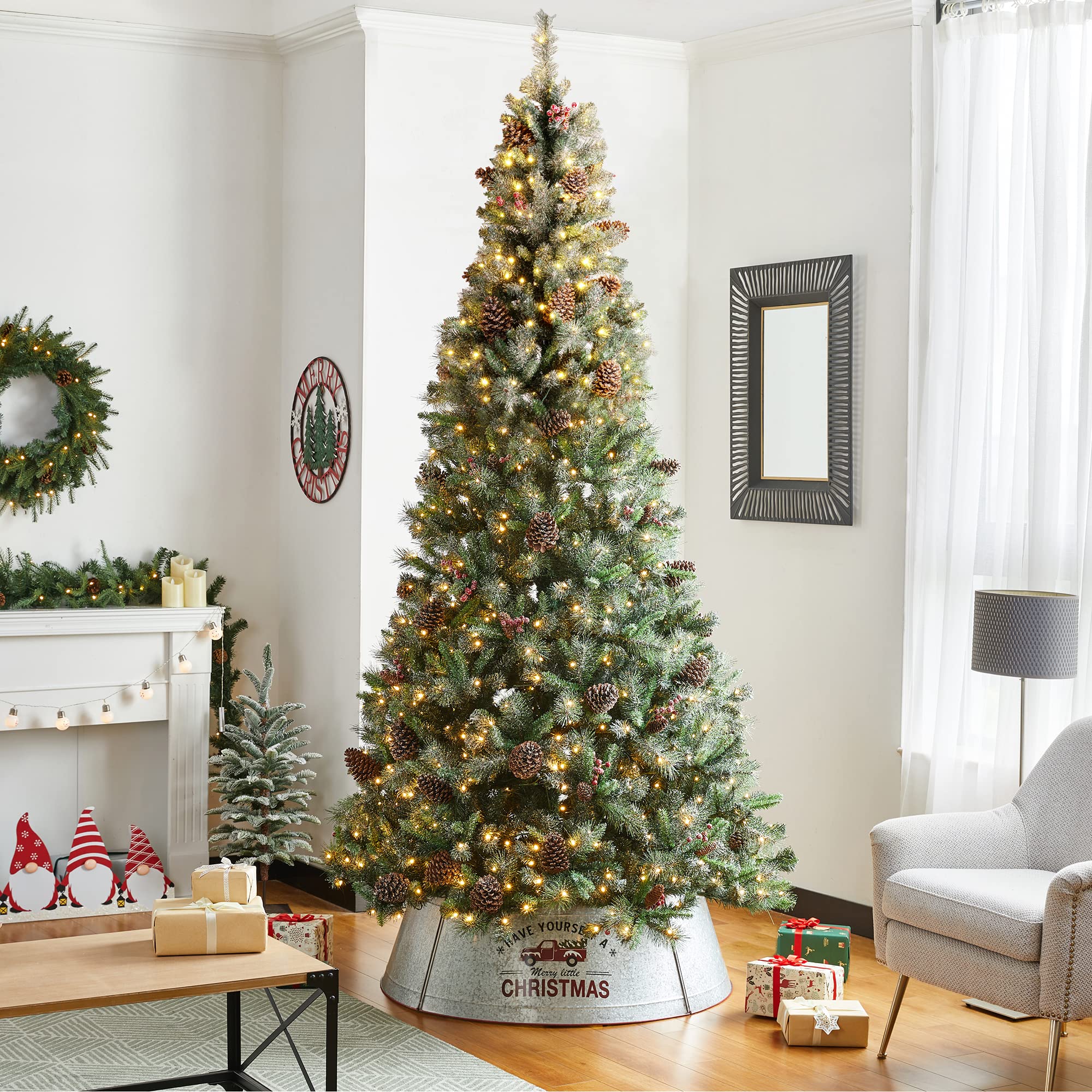 Glitzhome GH31076 Décoration réglable en métal galvanisé pour Sapin de Noël Argenté Taille L 102,9 cm