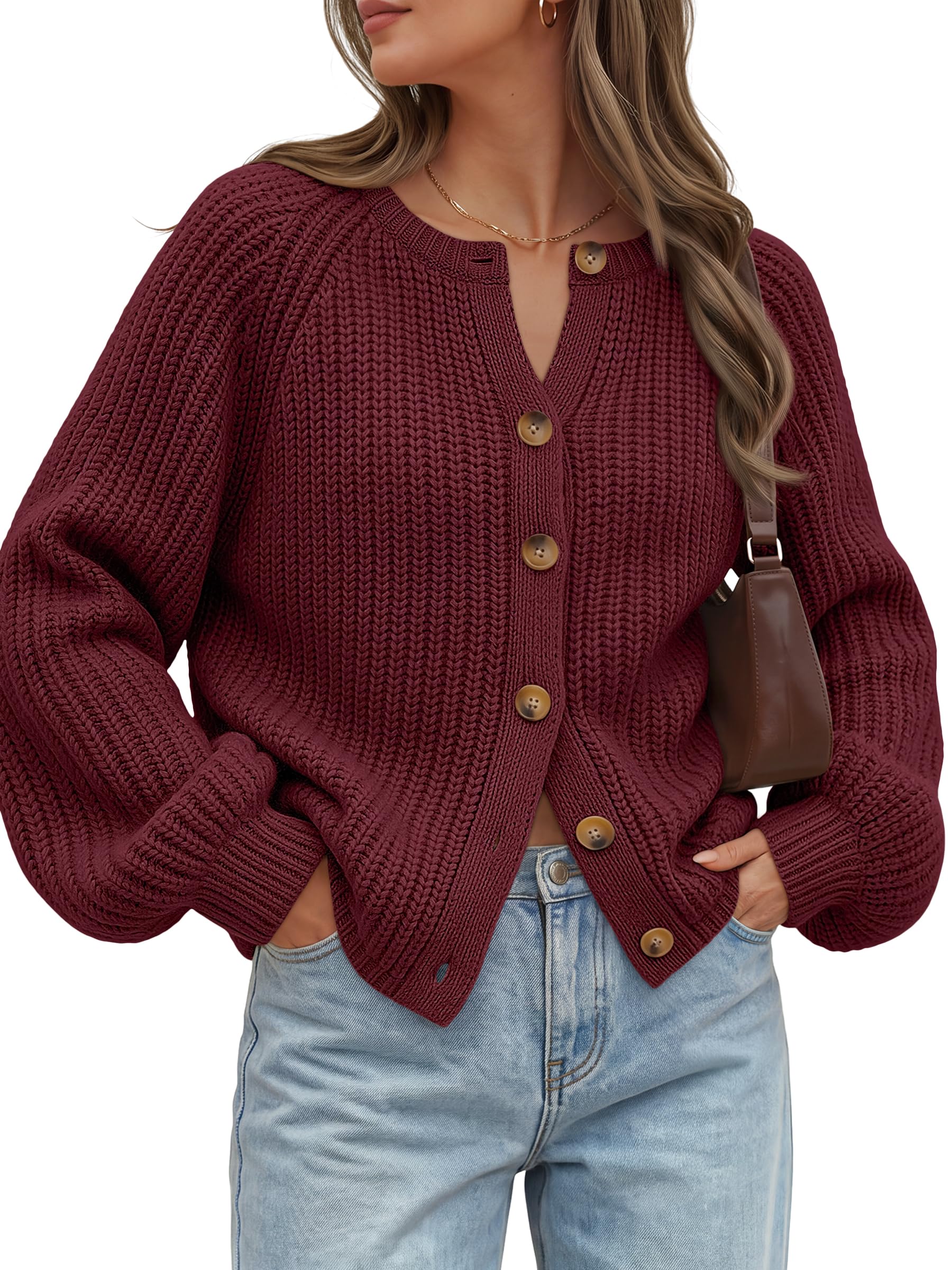 Trendy Queen Chunky Knit Cardigan Sweaters for Women 2026 Fall Outfits | Button Up Coat, Winter Sweater Jackets, Cotton Acrylic Blend Fashion Clothing, Cute Clothes