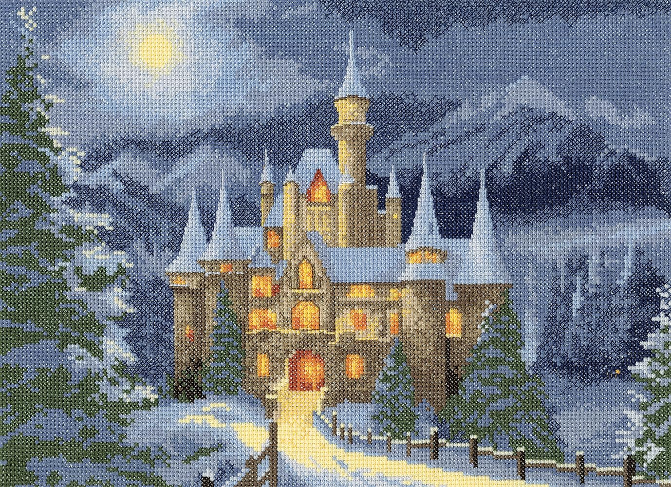 Heritage Crafts N/A Joh Clayto Cross Stitch Kit - Christmas Fairytale Castle - 14Ct Aid